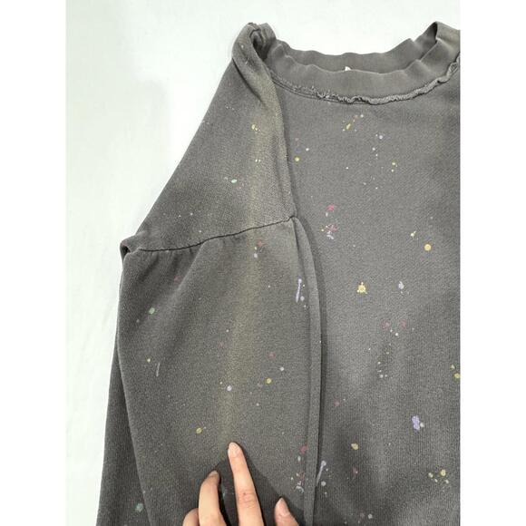 Free People Movement Make It Count Gray Splatter Printed Sweatshirt- Size Medium - Picture 6 of 9